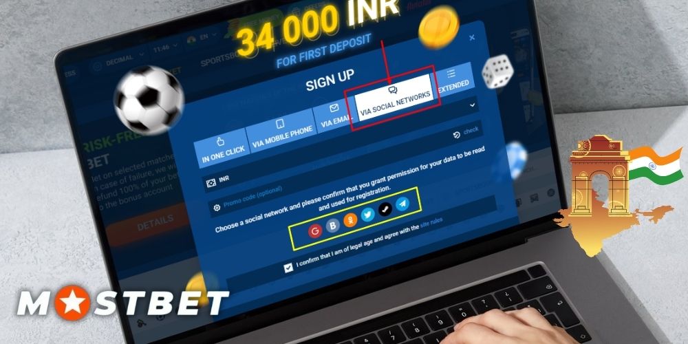 Register via Social Networks Mostbet
